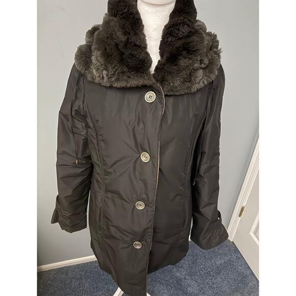 Vintage y2k warm Duck Sport NY Women’s Rabbit Fur Lined Black Coat size XS - Picture 3 of 9